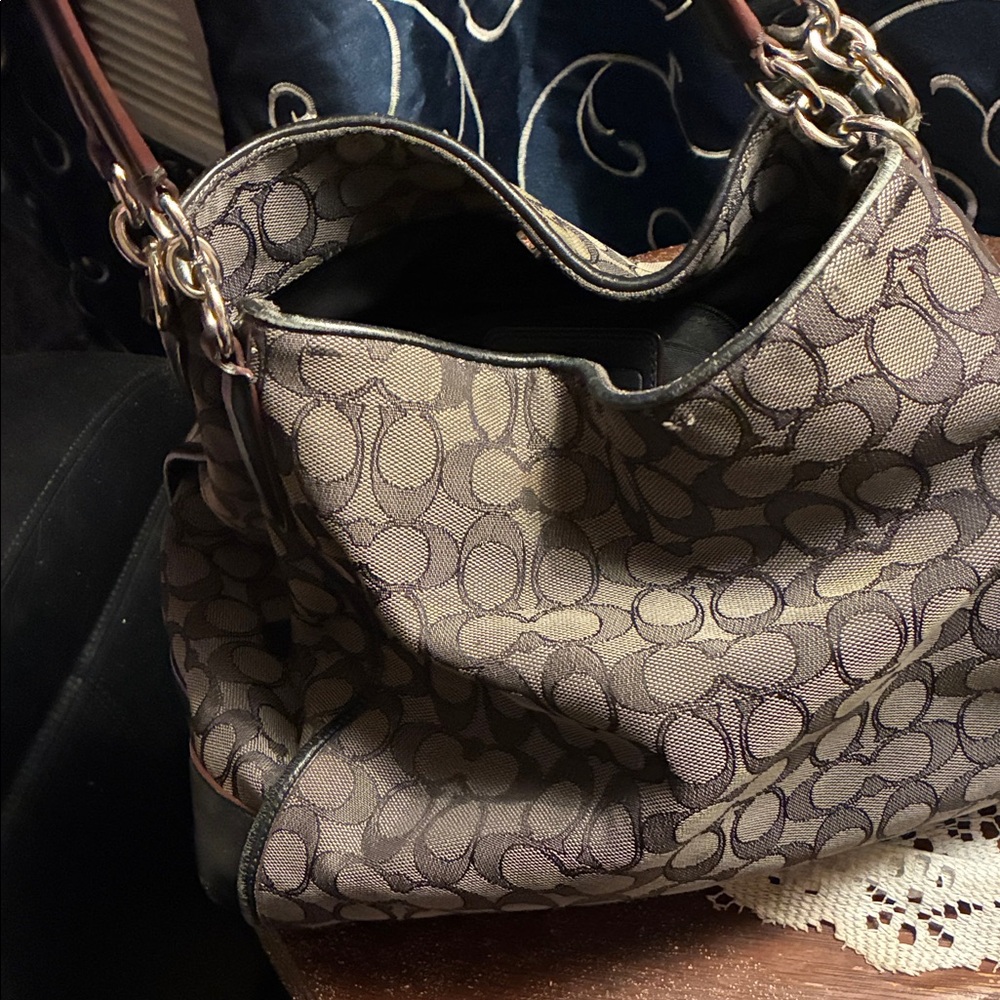 Coach Signature Canvas Shoulder Bag - Brown